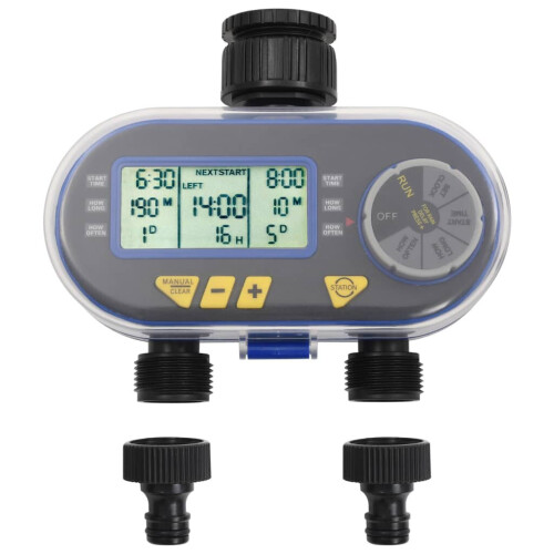 VidaXL vidaXL Automatic Digital Water Timer with Dual Outlet Hose End Tap Timers 1