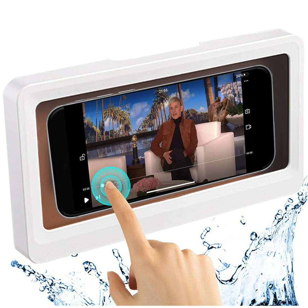 Bakeey Shower Phone Holder Case Touch Screen Mobile Cell Phone Holder Case Wall Mount Storage Box Wall Hanging Free Punching Under 6.8 Inches 9114360717483