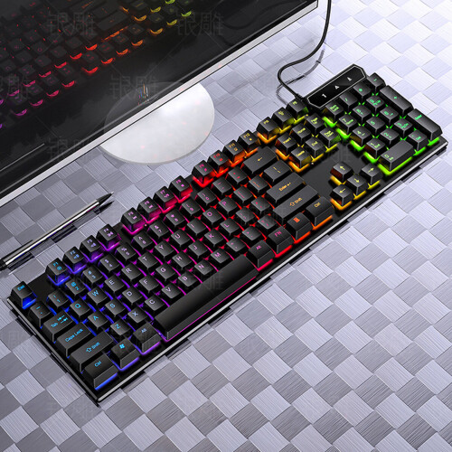 104 Keys USB Wired Gaming Keyboard and Mouse Set Waterproof Silent Sound Changing Backlight Mouse For Computer Desktop Notebook 1