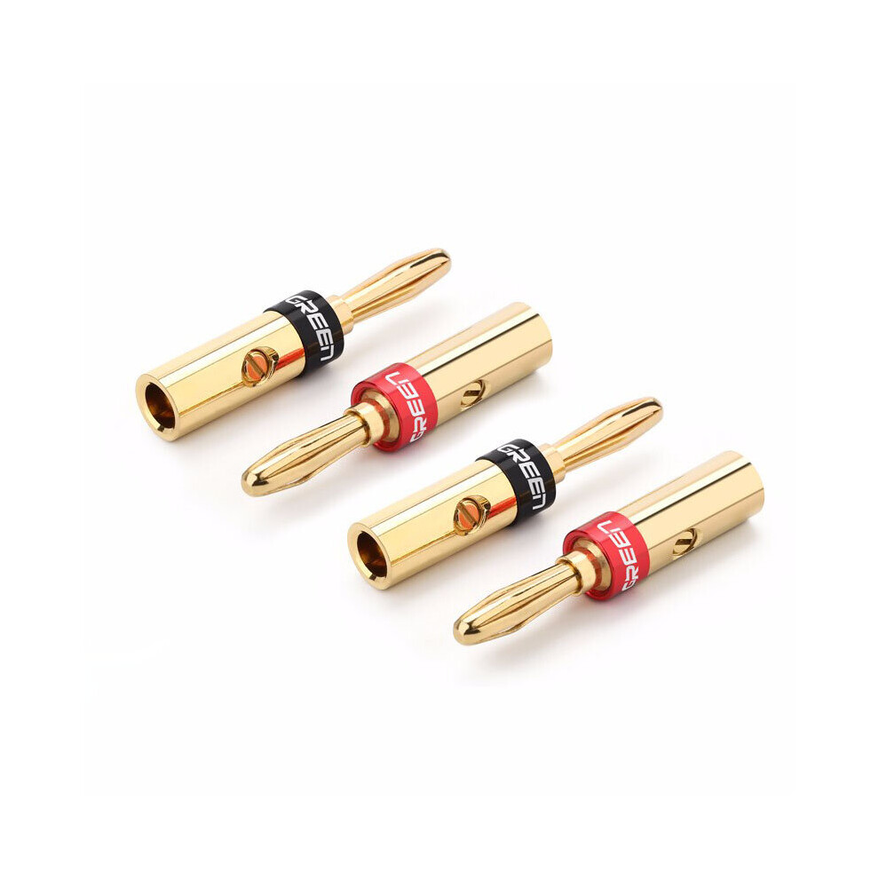 Ugreen 2 Pair 4 Pcs Corrosion Resistant Banana Plug Connector For Audio Video Amplifier Speaker Gold 3796737105503