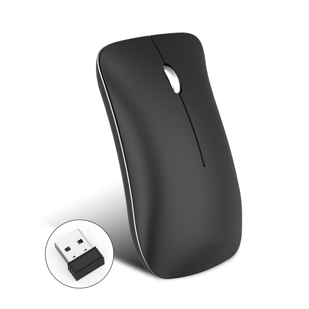 Hxsj T23 1600Dpi Rechargeable Bluetooth 4.0 + 2.4Ghz Wireless Optical Mouse Slim Mouse For Office Black 797372405174