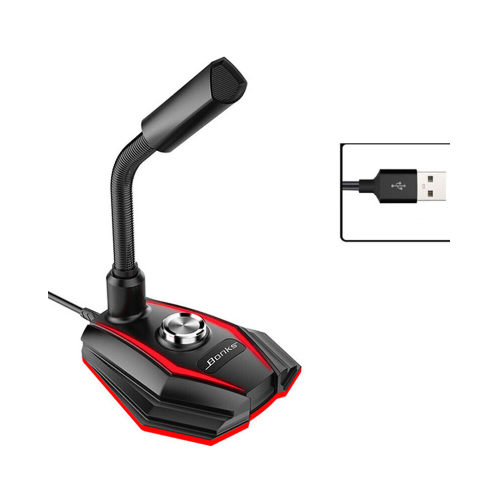 Bakeey M2 Wired Microphone Hd Noise Reduction Built In Sound Card Eq Sound Usb 3.5Mm Plug Luminous Rotatable Mic Gaming Meeting Broadcast Stream Li 6900080523397