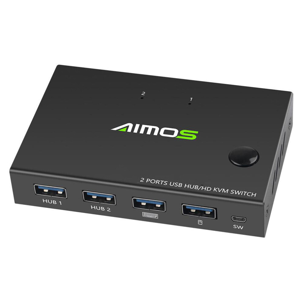 Aimos 2 Port Hd Kvm Switch Switcher 4K*2K@30Hz Video Display Usb Hub Splitter Keyboard Mouse Usb Print Sharing Device Am Kvm201cc 6901250006054