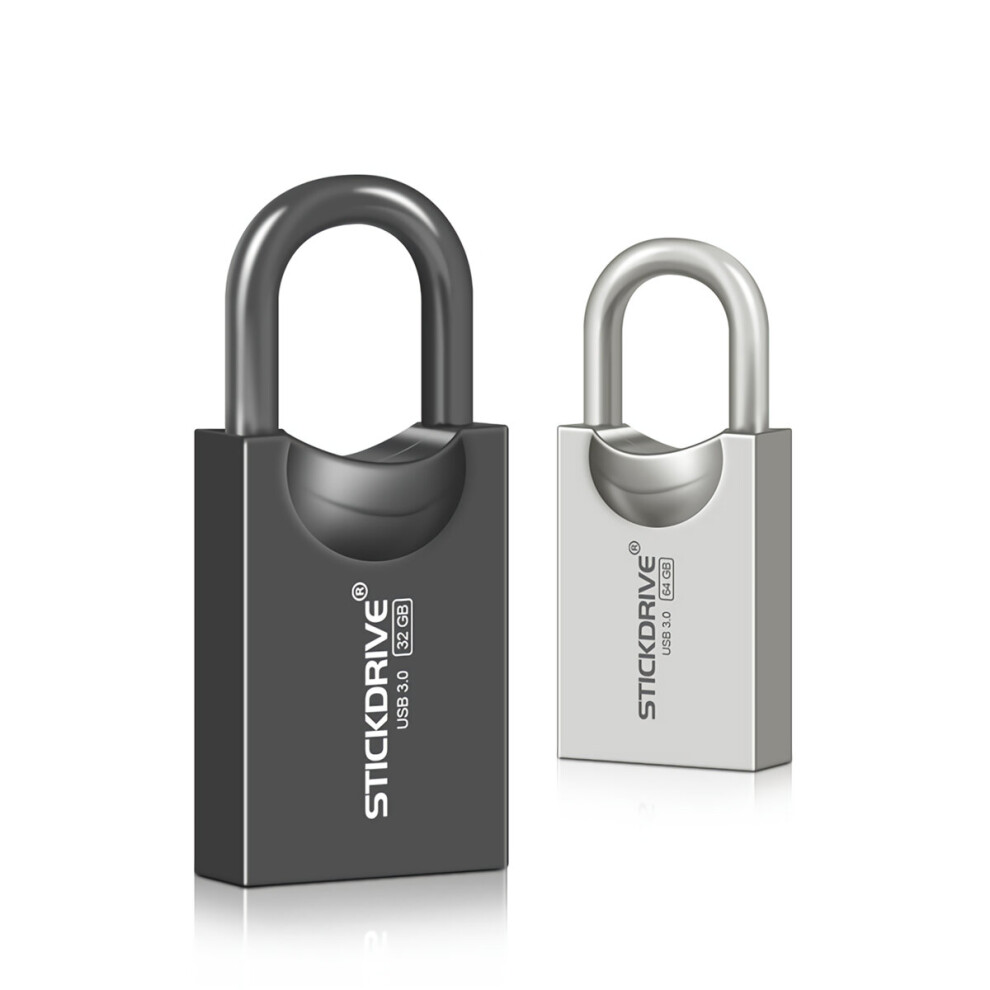 Stickdrive Usb Flash Drive 64Gb 128Gb Metal Lock Shape Usb3.0 External Storage Memory Disk U Disk Pendrive 6900067511096