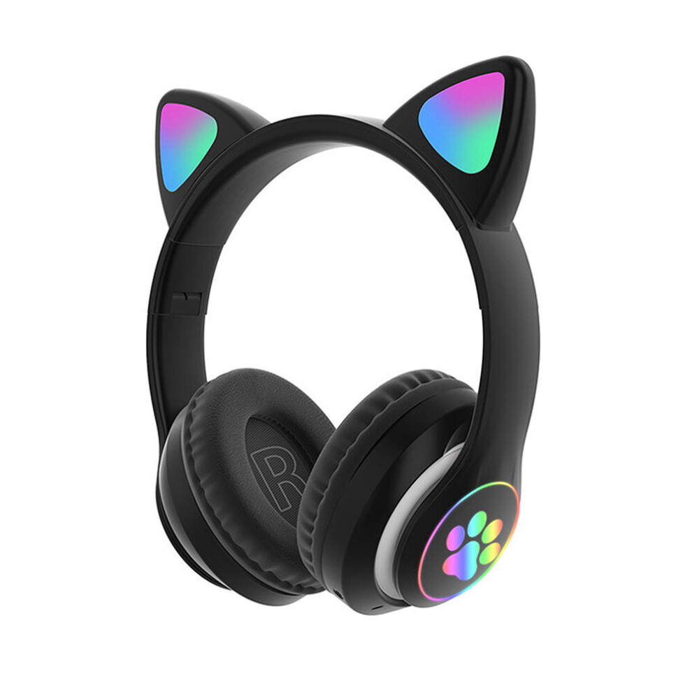 Bakeey Stn 28 Wireless Bluetooth Headphones Cute Kids Headset Hifi Bass Fm Radio Tf Card Aux In Rgb Luminous Foldable Cute Cat Ear Headset With Mic 911038710314
