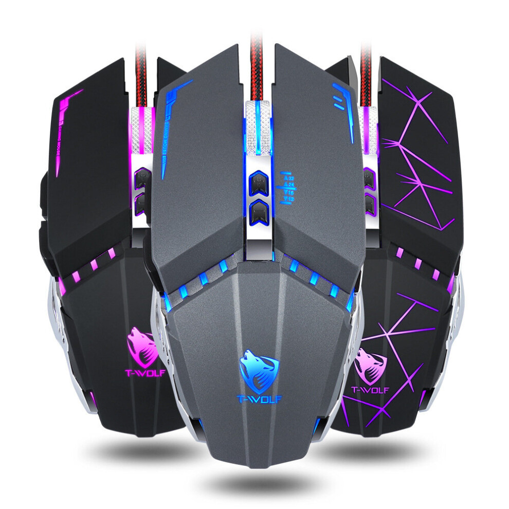 T Wolf V7 Wired Gaming Mouse Macro Programming Mouse 7 Buttons Adjustable 4800Dpi Optical Mechanical Gaming Mice Rgb Backlight For Pc Computer Gamer 622872236624