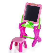 Children Multifunctional Drawing Board Desk with Chair Kids Folding Double Sided Magnetic Drawing Board Easel with Colour Chalk