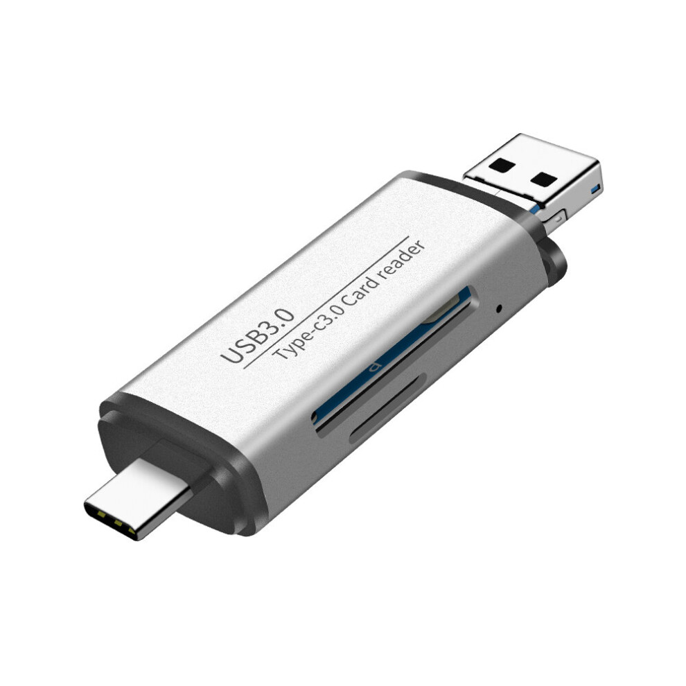 Type C Usb3.0 3 In 1 Card Reader Sd Tf Card Reader High Speed 5Gbps Aluminum Alloy Card Reader Grey/Silver 614089539803