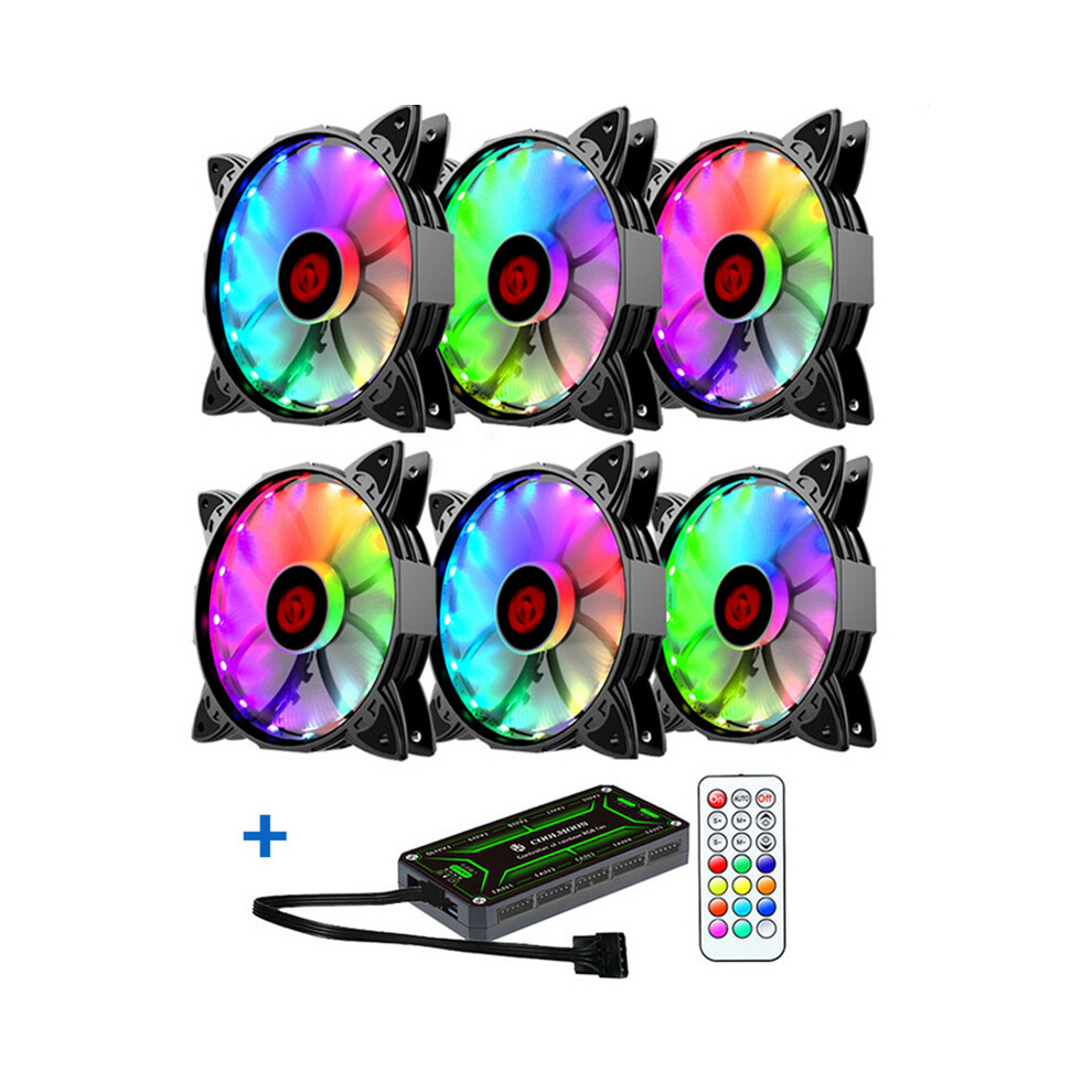 Coolmoon 6Pcs Adjustable Rgb Led Computer Case Pc Cooling Fan With The Remote Control Light 737798428081
