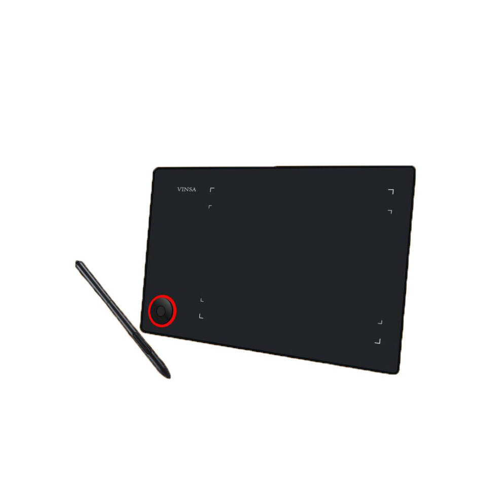 Vinsa T608 Graphic Tablet Intelligent Control Wheel Paper Like Feel Film Technology 233 Sec Reading Speed 8192 Level Pressure Sensitivity Black/Red 619554900607
