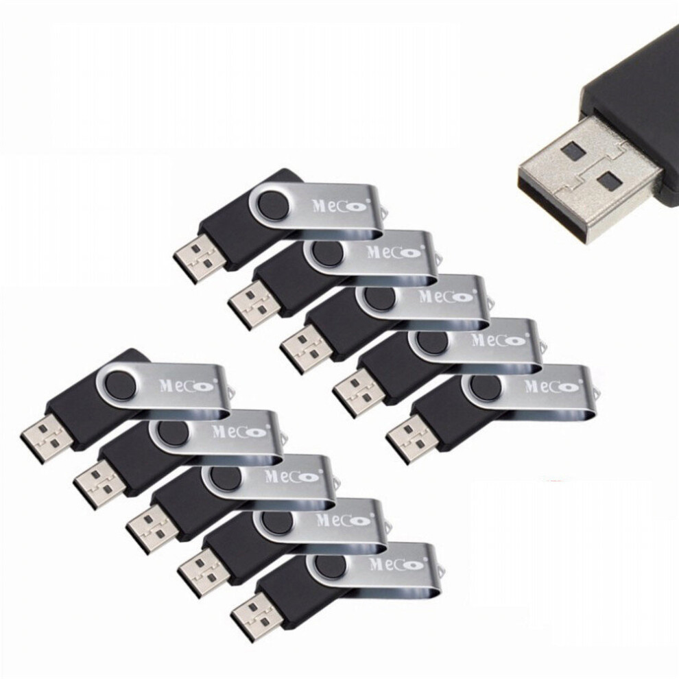 Meco 10Pcs 8Gb Usb 2.0 Flash Drive Memory Stick Fold Storage Thumb Stick Pen Swivel Design Black 702373735618