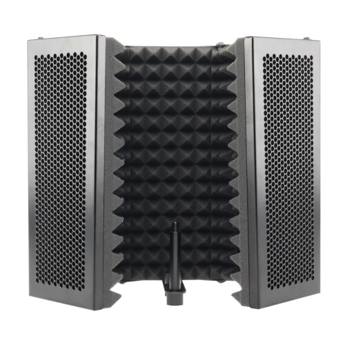 57.5 x 28cm Foldable Adjustable Studio Recording Microphone Isolator Sound Absorbing Foam Panel Mic Isolation Shield Stand Mount 2