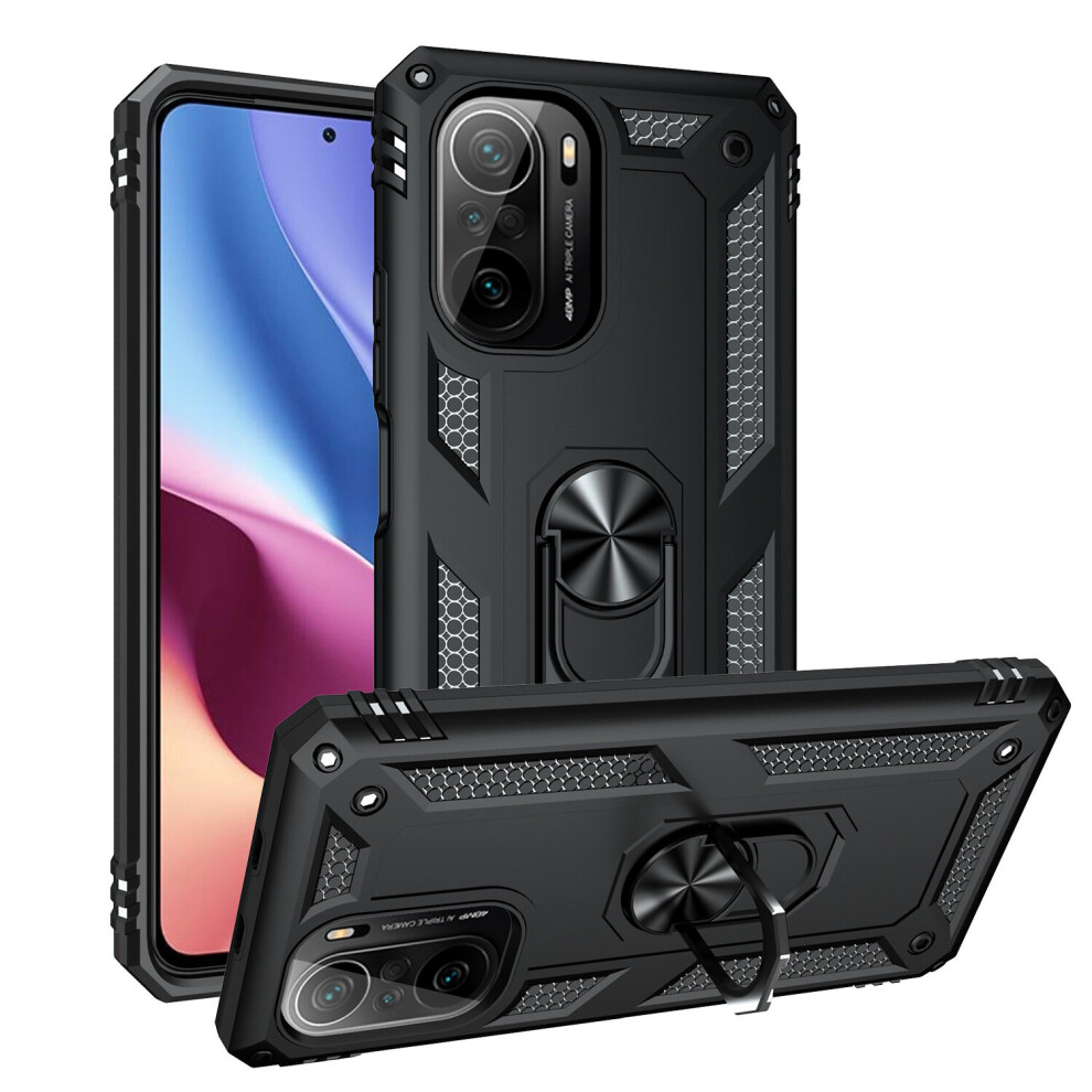 Bakeey For Poco F3 Global Version Case Armor Bumpers Shockproof Magnetic With 360 Rotation Finger Ring Holder Stand Pc Protective Case 6900087932932