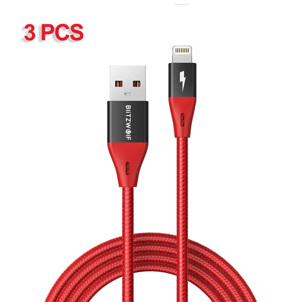 [3Pcs] Blitzwolf Bw Mf10 Pro 2.4A For Lightning To Usb Cable With Mfi Certified 1.8M 6Ft For Iphone Charger Cable Data Transfer Cord For Iphone 12 1 6900748038065