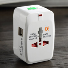 All-in-One Universal International Plug Adapter with 2 USB Ports – World Travel Charger for AU/US/UK/EU, Silent & Energy-Saving