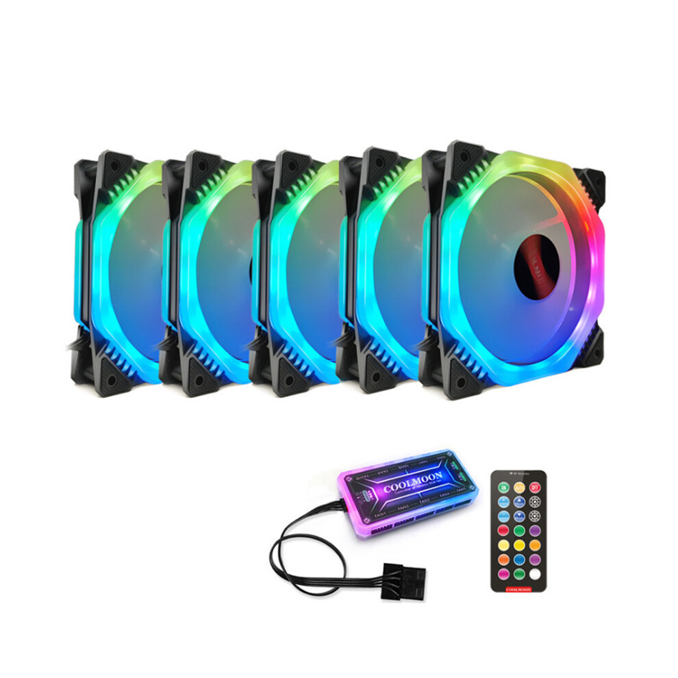 Coolmoon 5Pcs 120Mm 12 Monochromatic Lights Cpu Cooling Fan Multilayer Backlit Rgb Cooling Fan With The Remote Control 6906139713030
