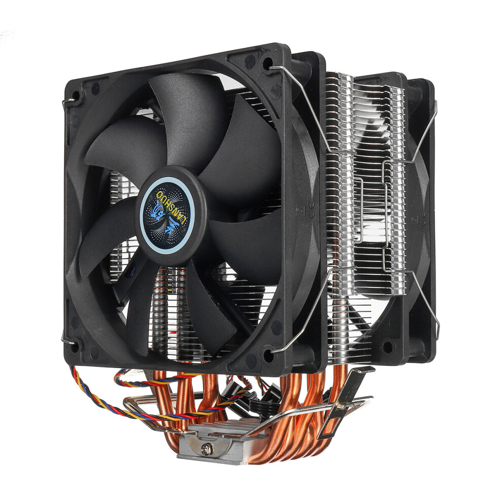 3 Pin 2 Fan 4 Heatpipes Cpu Cooling Fan Cooler Heatsink For Intel 775 1150 1151 Amd Black 6940526110170