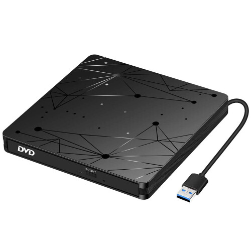 USB3.0 External Optical Drive DVD RW Player CD DVD Burner Writer Rewriter Data Transfer for PC Laptop Windows 7 8 10