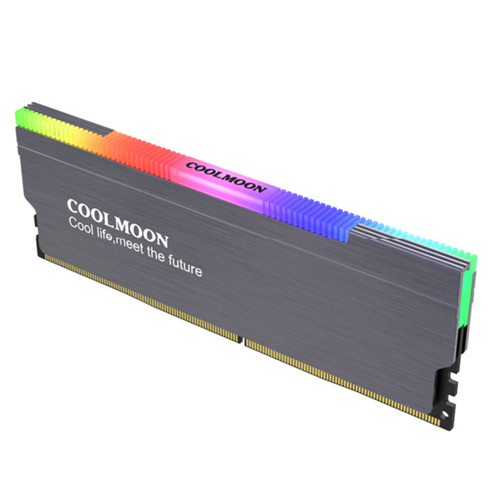 Coolmoon Desktop Memory Heatsink Cooler Shell Argb Memory Cooling Vest Radiator 5V Memory Ram Cooler Gray/Red 654685677455