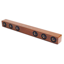 30W Wood-Grain Bluetooth Soundbar with 6 Drivers, LED Clock Display, HDMI/AUX, Wall-Mountable, Immersive 360 Surround Sound