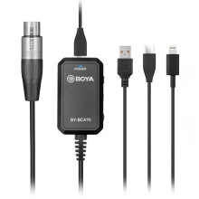 BOYA BY BCA70 XLR Audio Adapter Mic to Type c USB A for Lightning XLR Microphones to PC Mobile Devices for iOS Andorid Smartphones