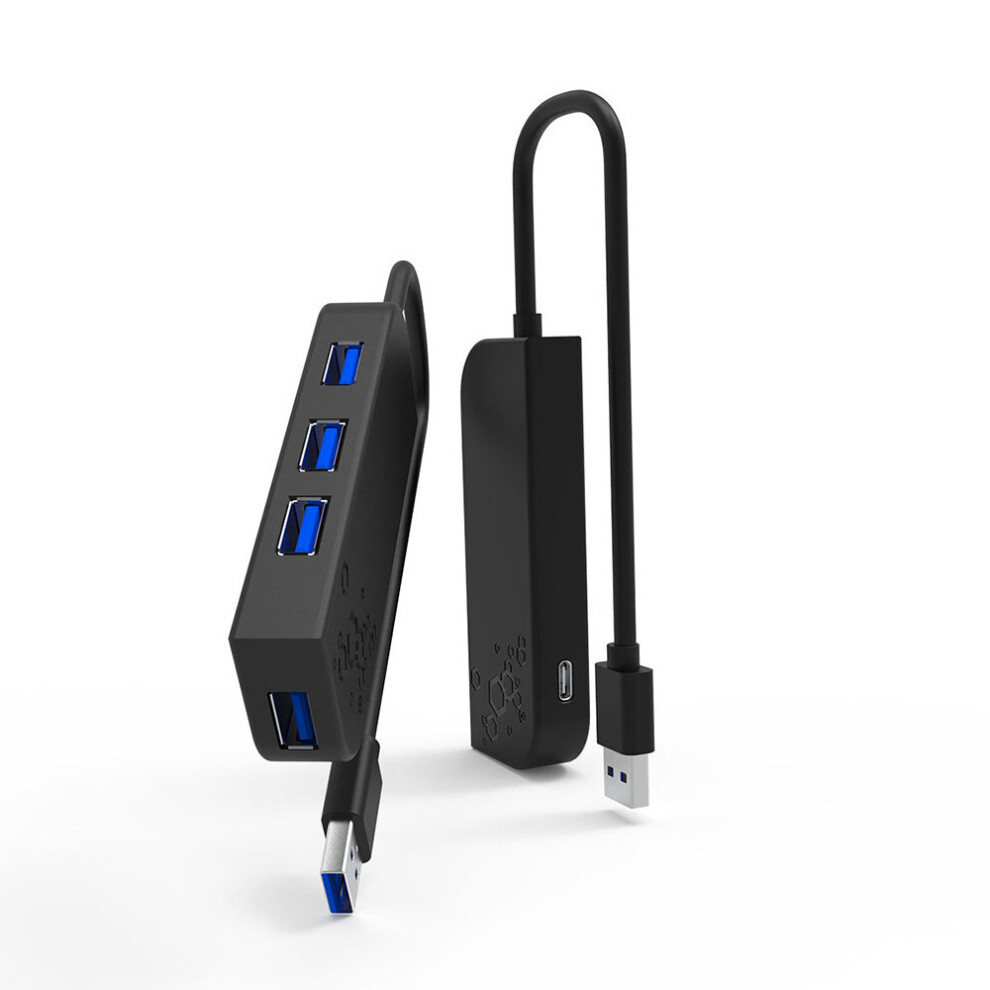 H1 4In1 Usb Hub Usb3.0 Splitter 4 Ports Usb 3.0 Type C Recharge Port Widely Compatible Plug And Play Support Windows Linux For Mac Os Black 6906142784294