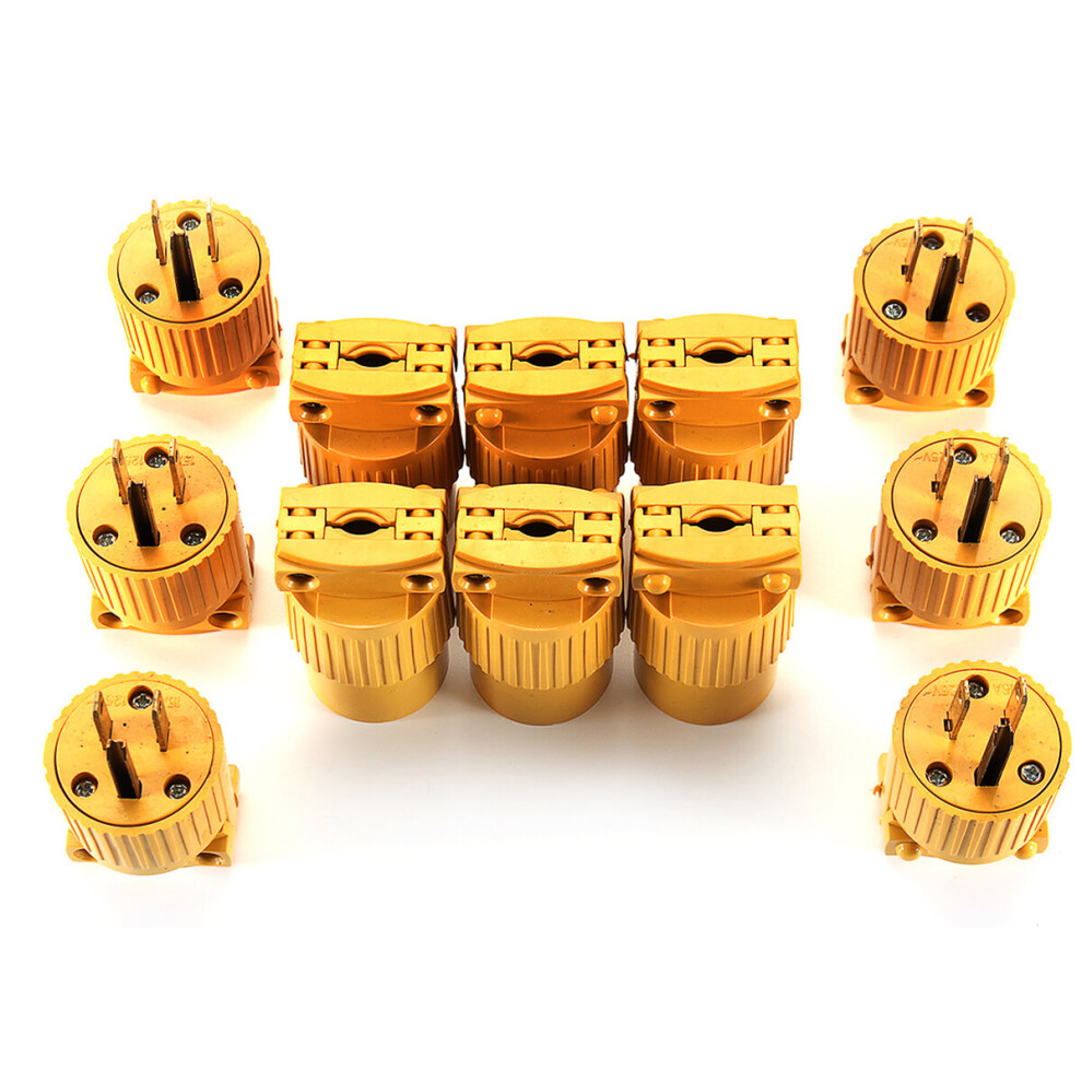 12Pcs Male & Female Extension Cord Replacement Electrical End Plug 15Amp 125V 715200909120
