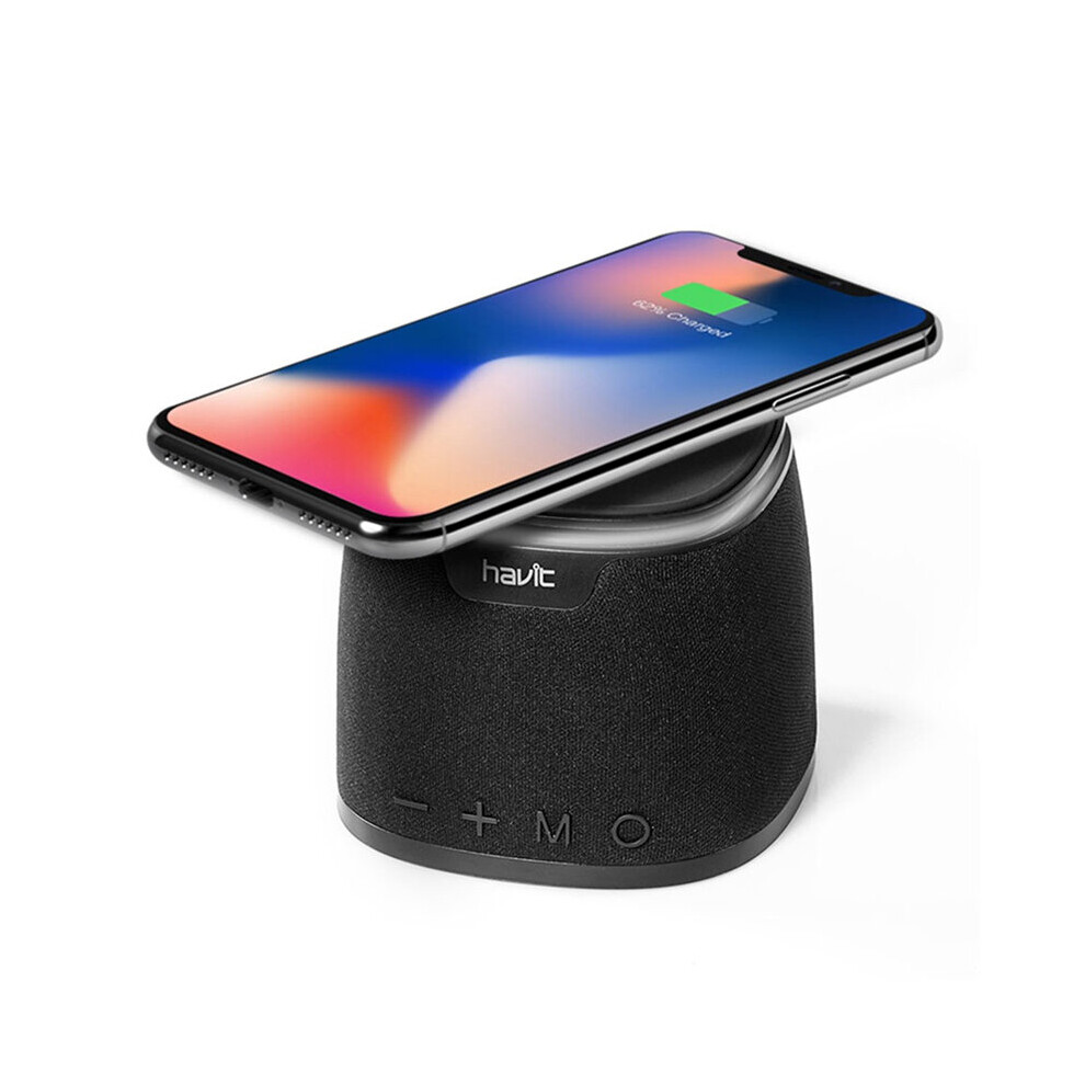 Havit M1 Wireless Qi Charging Bluetooth Speaker Mini Heavy Bass Stereo Tf Card Handsfree Speaker Black/White 3345535795715