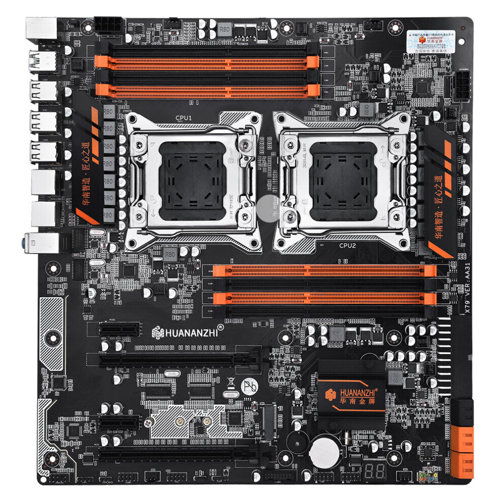 Huananzhi X79 Dual 8D Motherboard Intel Dual Cpu Lga 2011 Xeon E5 Ddr3 1333 1600 1866Mhz 256Gb M.2 Nvme Sata3 Usb3.0 E Atx 733490971924