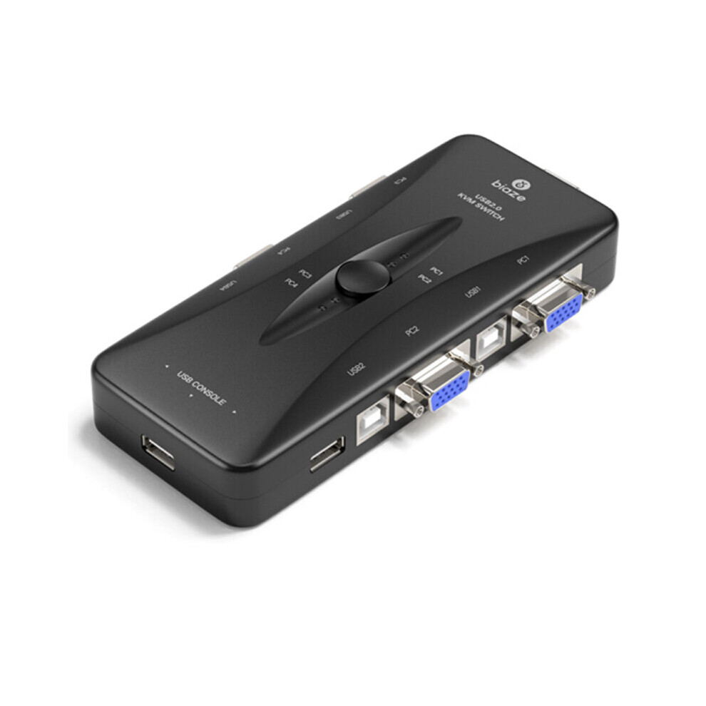 Biaze Kvm02 Vga 4 In 1 Out Usb Switcher 1920*1440 Video Converter Adapter For Laptop Monitor 814288043617
