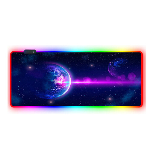 Extra Large RGB USB LED Gaming Mouse Pad with 14 Lighting Modes, Non-Slip Natural Rubber Base, Memory Function, Desk/Keyboard Mat