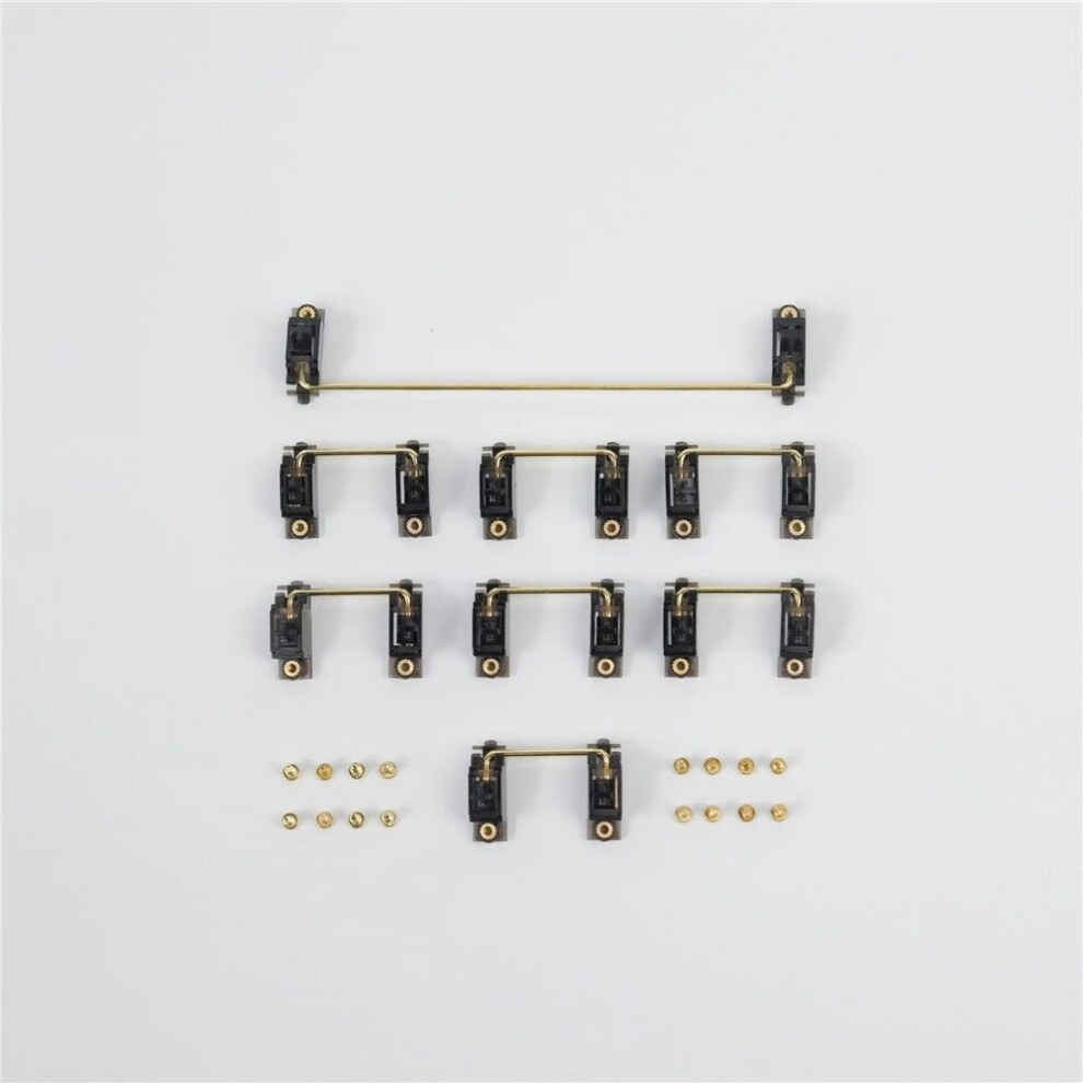 8Pcs 6.25U 2U Pcb Mount Stabilizers Black Transparent Gold Plated Mechanical Satellite Switches For Diy Customization Mechanical Gaming Keyboard Black,Gold 6906143698903