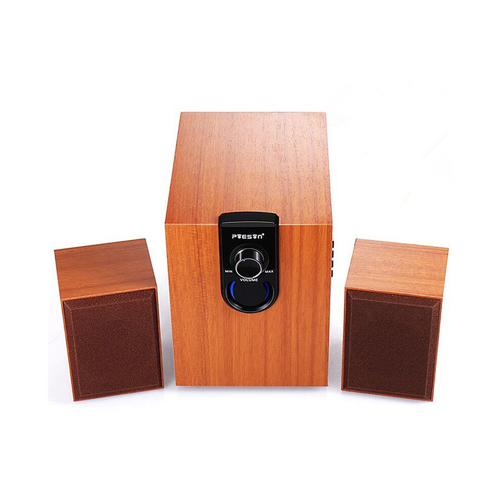 P300 Wooden 2.1 Channel 30W Multimedia Speaker Desktop Combination Subwoofer Bluetooth Loudspeaker 616262993068
