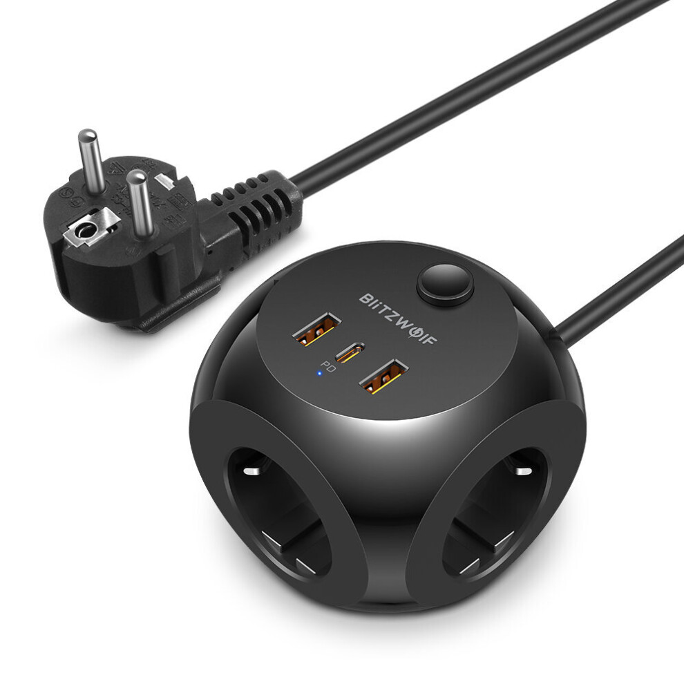Blitzwolf Bw Pc1 2500W Power Strip Socket Usb Charger With 3 * Ac Outlets 20W Usb C Pd 18W 2 * Usb A Qc3.0 Fast Charging For Iphone 13 13 Pro Max 6900899834509
