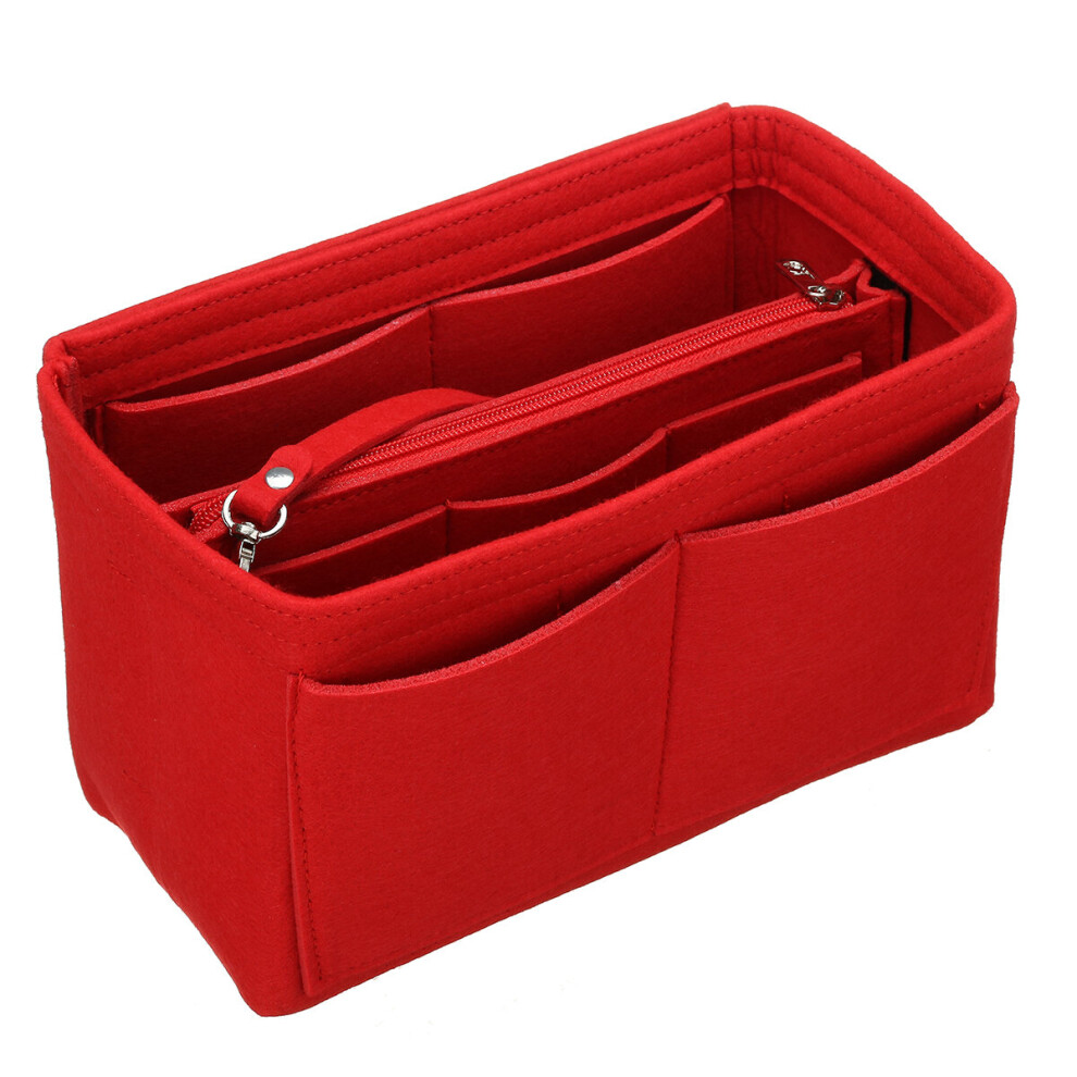 Cosmetic Bag Makeup Organizer Solid Color Insert Storage Bag with Zipper Toiletry Bag Storage Pouch Handbag Tote