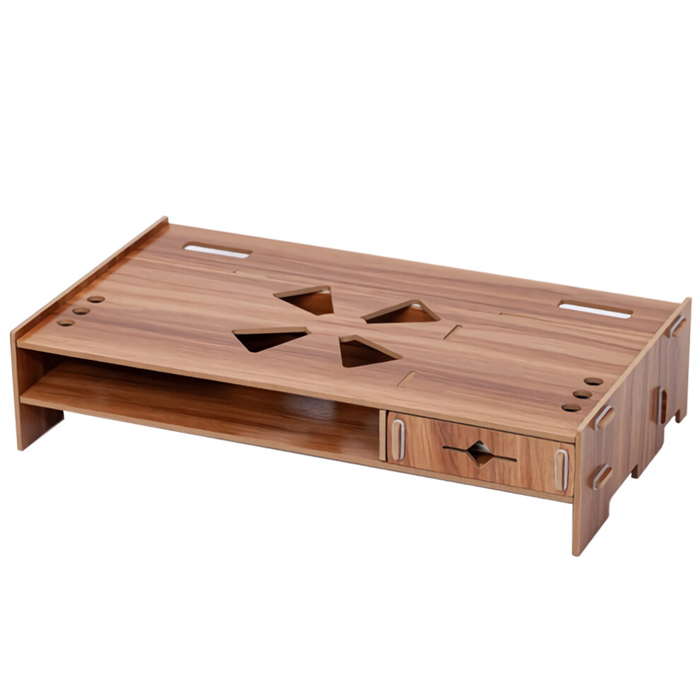 Diy Wooden Computer Laptop Stand Holder Monitor Riser Desk Organizer Stand Base With Storage Organizer Drawers 6900081042705