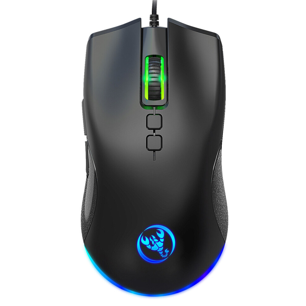 Hxsj A883 Wired Gaming Mouse 6400Dpi 7 Programmable Buttons Colorful Breathing Back Gamer Mice For Home Office Light 6900083636469