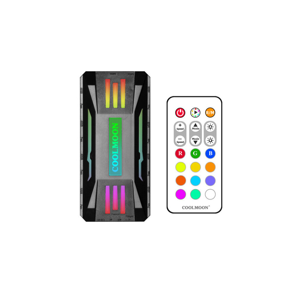 Coolmoon 5V Argb Fan Controller Fan Hub Pwm Temperature Control Speed Regulation Wireless Remote Control Synchronization 6900082326217