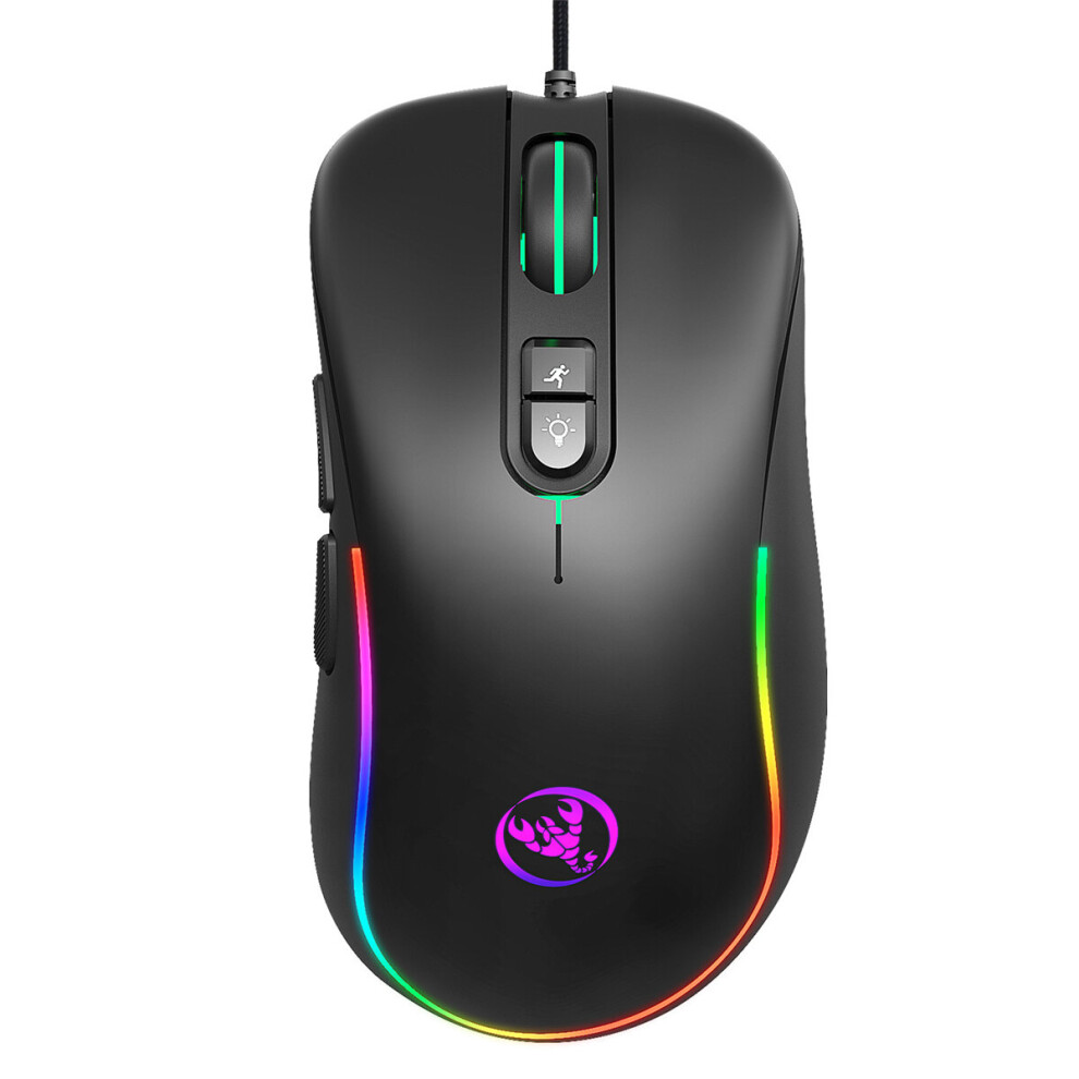 Hxsj J300 Wired Gaming Mouse 7 Button Macro Programming Mouse 6400Dpi Colorful Rgb Backlight Usb Wired Mouse 821320202239