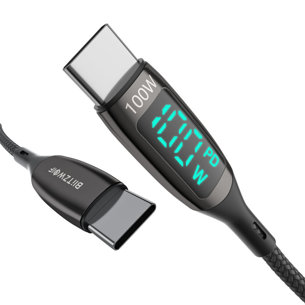 Blitzwolf Bw Tc23 100W 5A Led Display Type C To Type C Cable Pd3.0 Pps Qc4.0+ Qc3.0 Fast Charging Data Transfer Cord Line For Samsung Galaxy S22 Not 6902210110378
