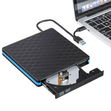 USB 3.0 Type C External CD DVD Drive Dual Port DVD RW Player Portable Optical Drive Burner Writer Rewriter High Speed Data Transfer for PC Laptop OS