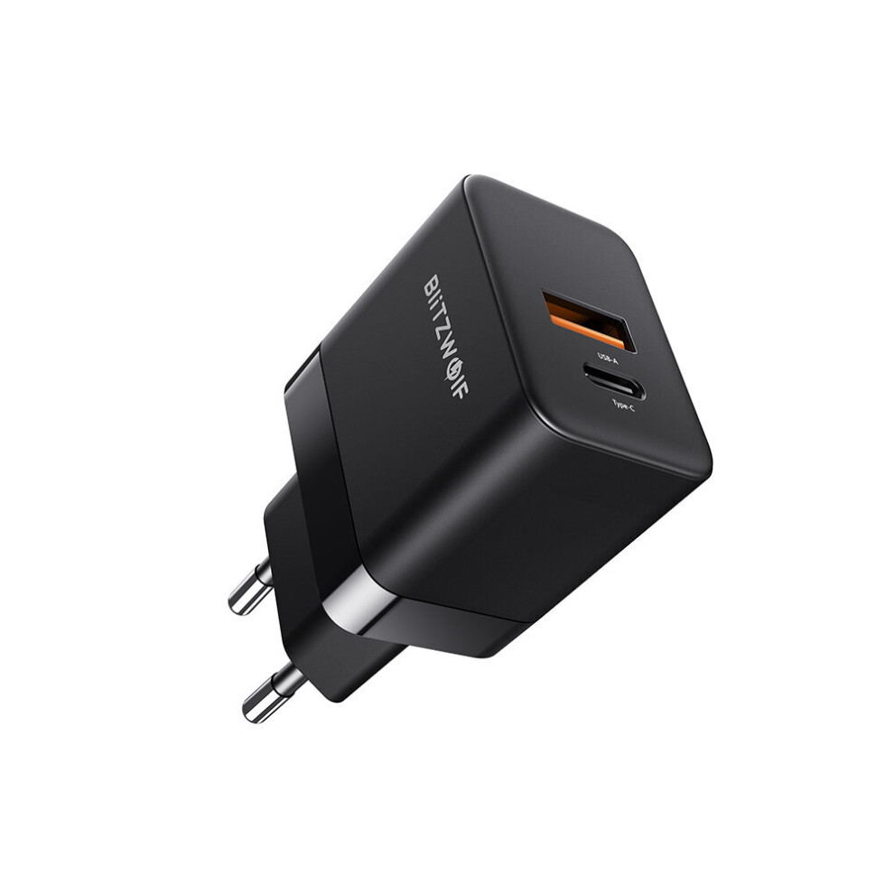 Blitzwolf Bw S21 Mini 35W Gan Wall Charger 35W Pps Pd3.0 Type C & 30W Qc3.0 Afc Usb A Fast Charging Eu Plug Adapter For Iphone 14 14 Plus 14 Pro Max Black 6900976892804