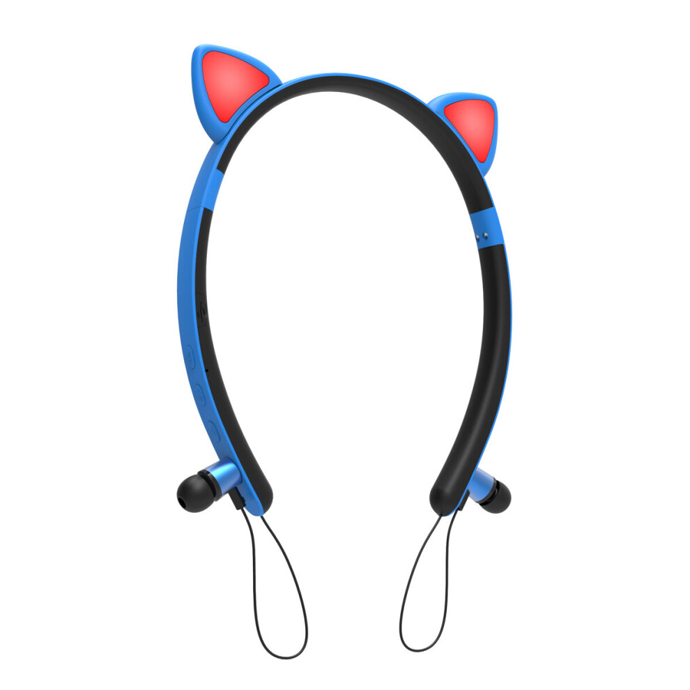 Colorful Wireless Bluetooth 5.0 Earphone Cat Ears Shape Cute Neckband Headphone Headset With Mic 918852864681