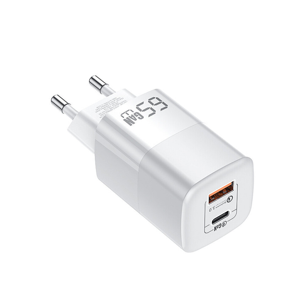 [Gan Tech]Kuulaa 65W 2 Port Usb Pd Charger 65W Gan Pd30w Type C Fast Charging Wall Charger Adapter Eu Plug For Iphone 13 Pro For Samsung Galaxy S20 White 6914217933010