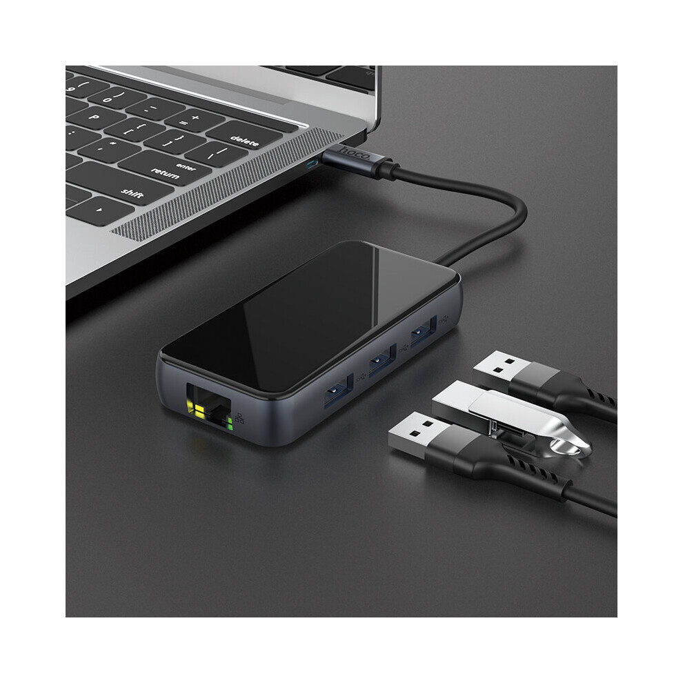 Hoco Hb16 Usb Hubs Type C To Usb3.0*3 Hdmi Pd Rj45 Docking Station Usb Adapter Converter 6901249502437