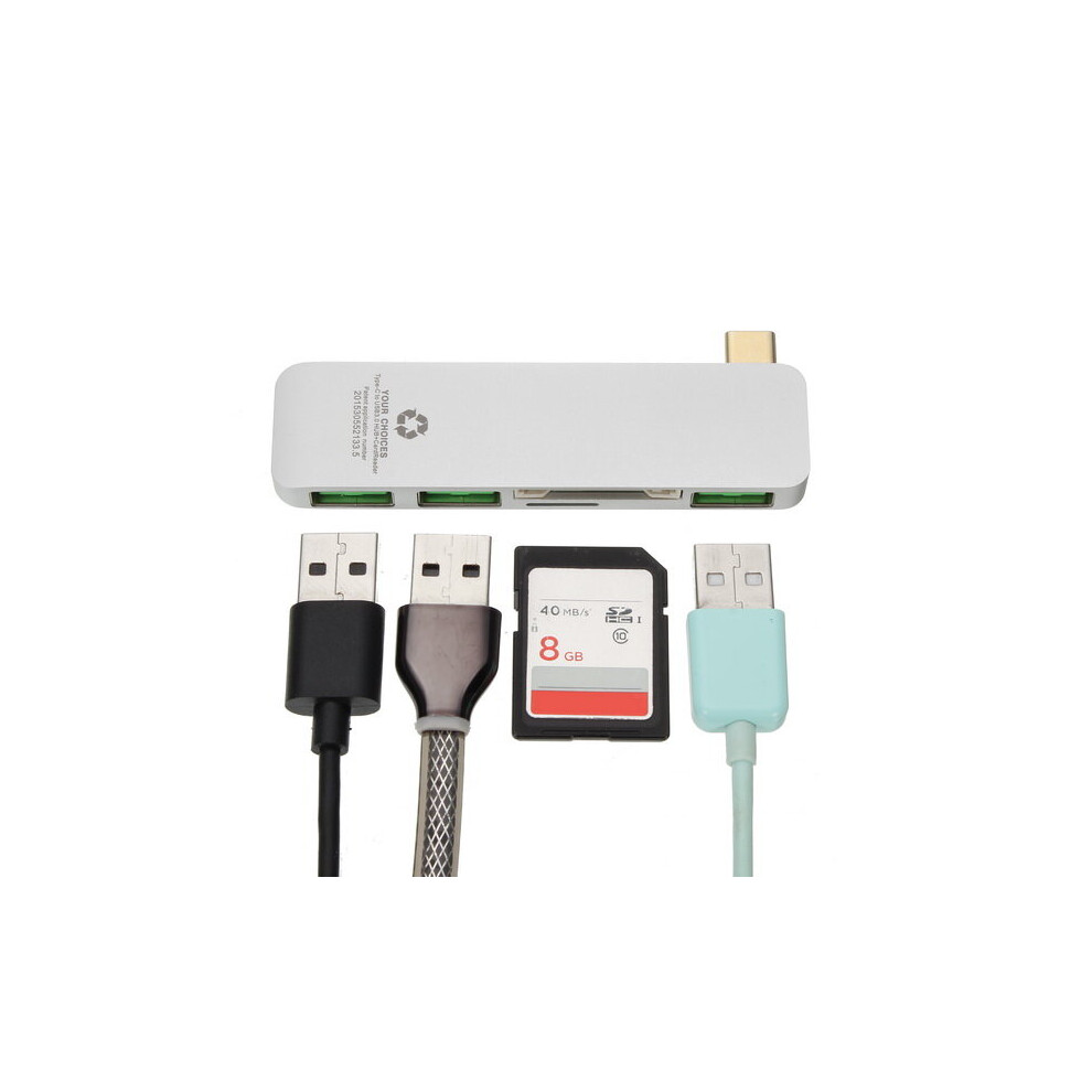 Type C To Usb3.0 3 Usb Ports Hub With Sd Tf Card Reader Function For Macbook Chromebook Notebook 191927766084