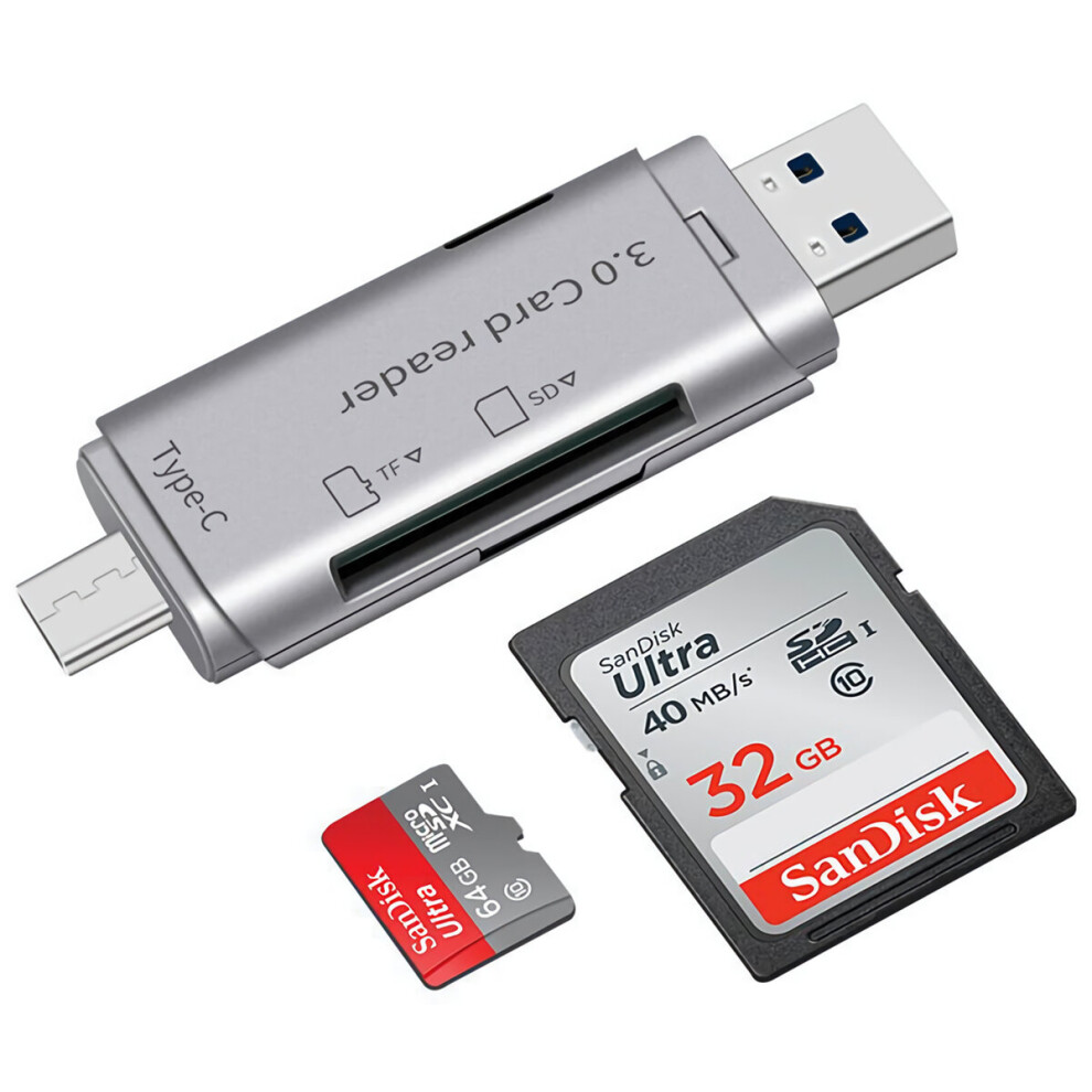 4 in 1 Type C SD   TF Card Reader Mini USB 3.0 OTG Memory Card Reader Mobile Phone Computer Card Reader YH D378