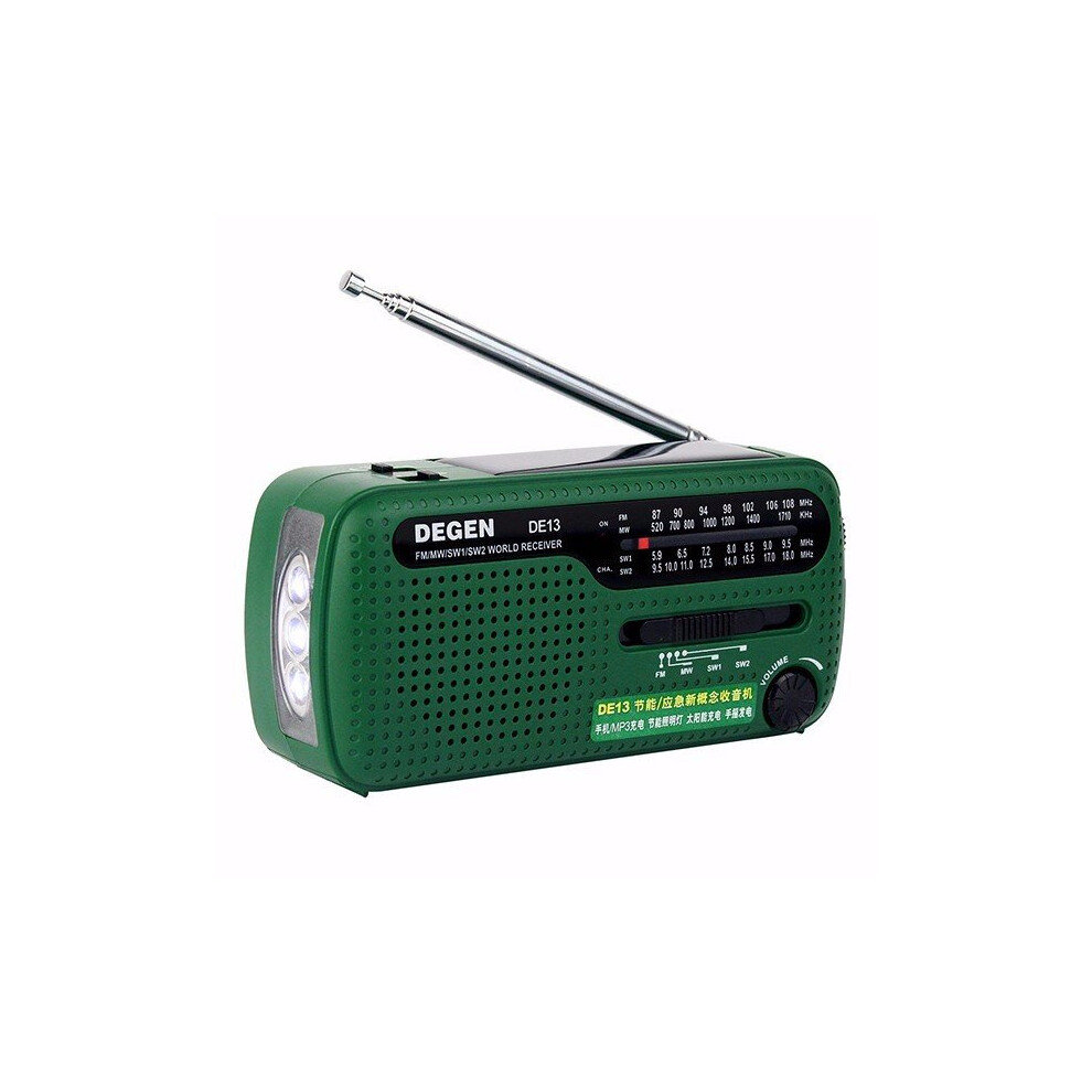 Degen DE13 Portable FM MW SW Manual Cranking Dynamo World Receiver Radio Recorder