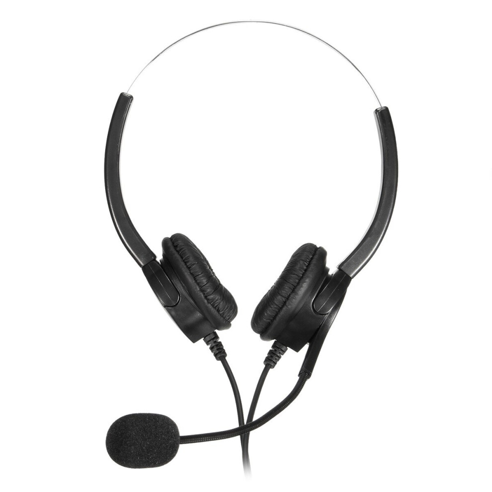 Rj11 Call Center Headset Telephone Corded Wired Microphone Office Head Phone 714983119634