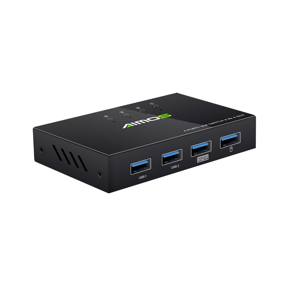 Aimos Usb2.0 Kvm Switch Splitter Kvm Switcher 4 In 4 Out For 4Pcs For Printers Keyboards U Disk Share Switcher Key Switch Black 6900069134507